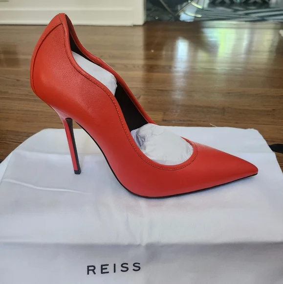 Reiss Women's Red Orange Bramley Stiletto 40 NWT - Picture 1 of 12